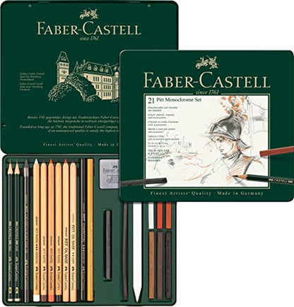 Faber-Castel 21 Piece Pitt Monochrome Tin Set - size: 21 Piece