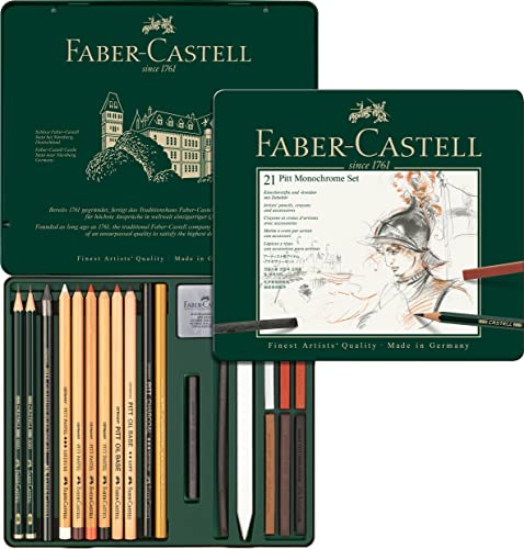 Faber-Castel 21 Piece Pitt Monochrome Tin Set - size: 21 Piece