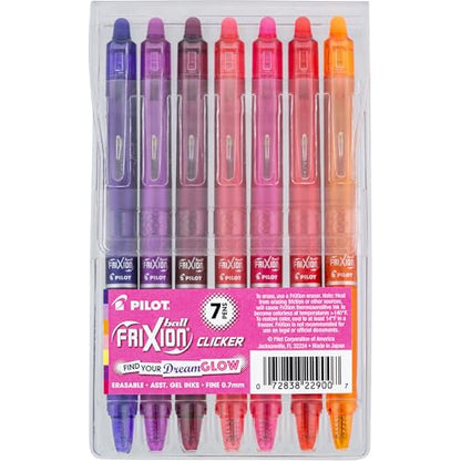 PILOT, FriXion Vibe Dreamglow 7 Pack, Fine Point 0.7 mm - color: DreamGlow