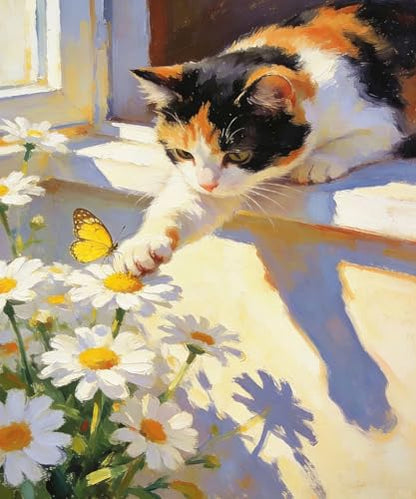 ZRIZQ Paint by Numbers Kit for Adults Beginners,Swans DIY Painting Set,Relaxing Creative Craft Activity,16x20 Inch - color: 16"X20"Rolled Canvas-Cat 3