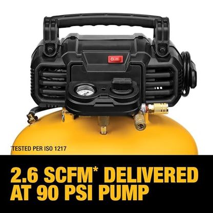 DEWALT Pancake Air Compressor, 6 Gallon, 165 PSI (DWFP55126) | Oil-Free Maintenance-Free Pump, Wood Working, Roofing, Home, Jobsite, 165 Max PSI, 2.6 SCFM @ 90 PSI