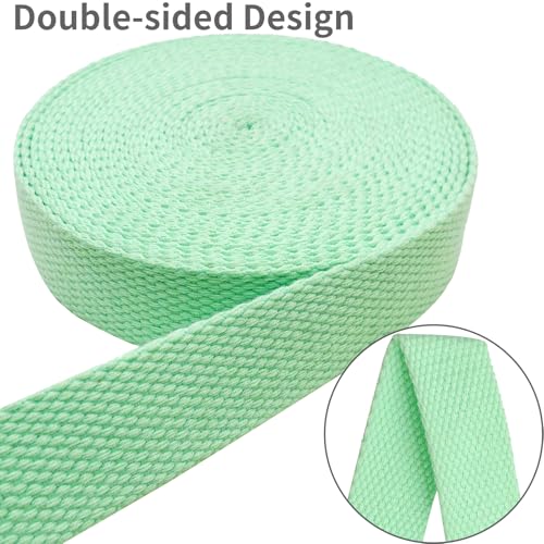 Heavy‑Duty Cotton Webbing Strap 1''x6yds Aqua for Bags | 2mm thick webbing for dog collars, backpack, bag handles, apron straps, slings, sewing repairs & DIY craft projects. - color: Aqua