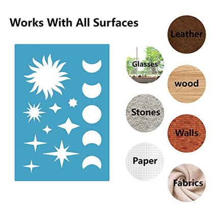 GORGECRAFT Moon Phase Star Jewelry Shape Template Sun Reusable Leather Earrings Making Planet Acrylic Cutouts Cutting Stencil for Drawing Jewelry DIY Crafts Scrapbook 5.1x3.5 Inch - style: Sun Stencils