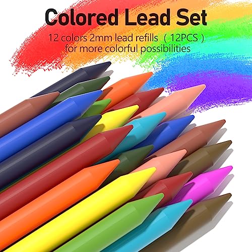 Four Candies 2MM Mechanical Pencil Set with Case, Metal, 60 Lead Refills - size: 9 Piece Set