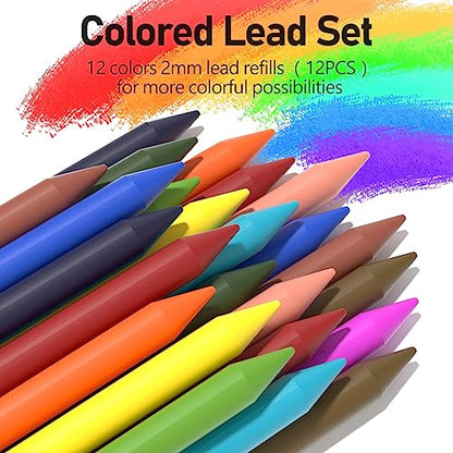 Four Candies 2MM Mechanical Pencil Set with Case, Metal, 60 Lead Refills - size: 9 Piece Set