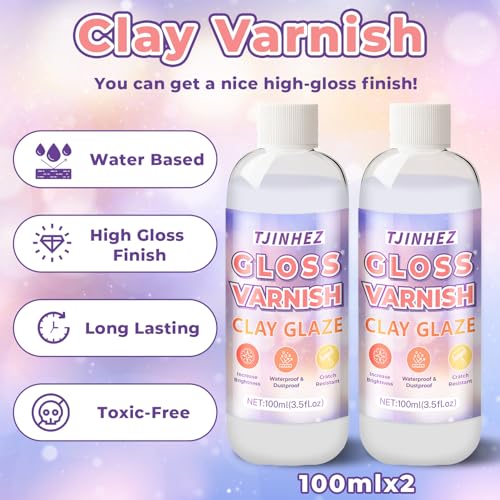 Air Dry Clay Glaze & Polymer Clay Varnish - 7oz/200ml Gloss Clay Sealant, Waterproof & Scratch Resistant Clay Glaze for Air Dry Clay Prevents Cracking, Wear & Enhances Gloss for Pottery & Sculptures