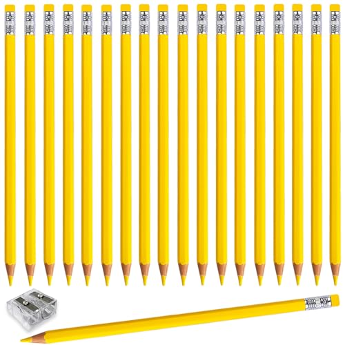 Adhere 25pcs Checking Pencils Erasable colored Pencils Pre-Sharpened #2 HB,for Checking Tests Grading,Map Coloring, editing Office Favors,including a Free sharpener. (Yellow) - color: Yellow