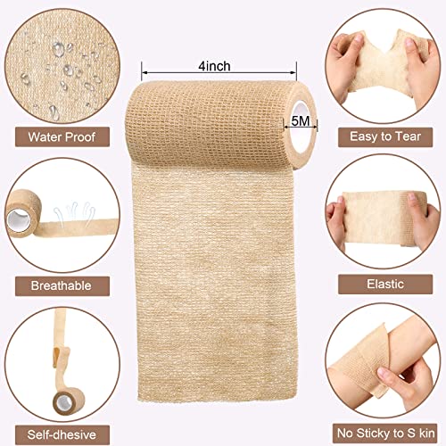 Treela 36 Pcs Self Adherent Bandage 4" X 5 Yard Wrap Breathable (Pack of 2) - color: Nude, size: 4" X 5 Yard (Pack of 2)