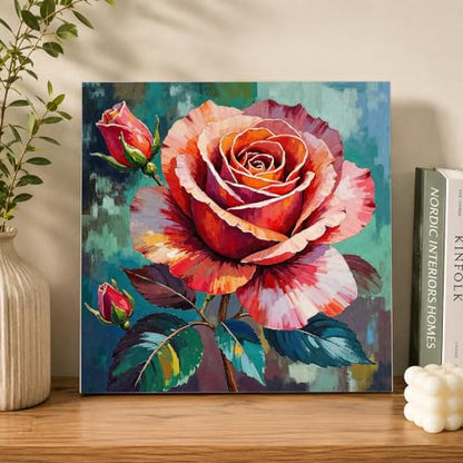 AUKELHJ Framed Paint by Numbers Kit for Adults, Rose, 10x10 inch - color: 11-Rose
