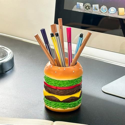 Hamburger Pencil Holder Cute Pen Holder for Desk, Stand Makeup Brush Holder, Decorative Organizer for Home Office School