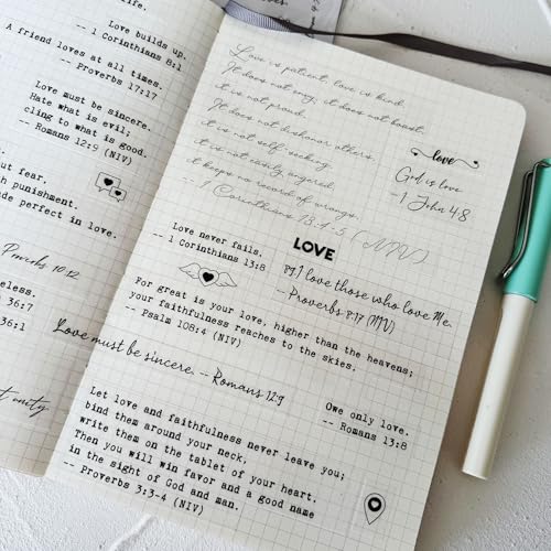 Bible Verses Planner Stickers – 4 Sheets of Love Quotes, Retro Typewriter & Hand Lettering Styles, Inspirational Christian Stickers for Journaling, Scrapbooking, Bible Study, and Crafts - style: Bible verses about love