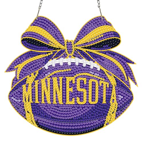 Rertcioph Football Diamond Art Hanging Kit for Adults, DIY Acrylic 5D Diamond Painting Hanging Ornament for Minnesota Home Wall Decor and Gift - color: Minnesota