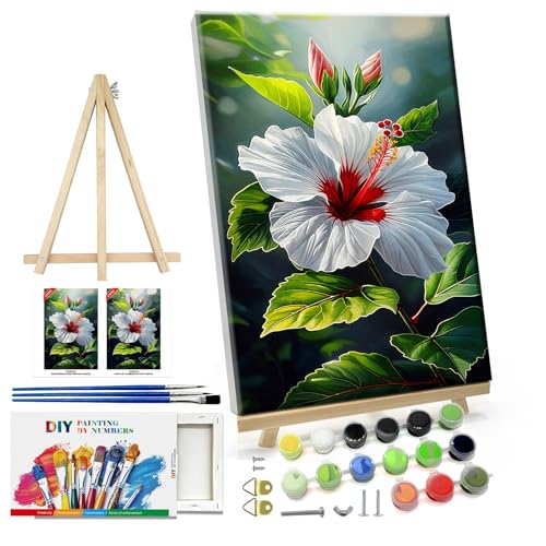 ATDMS Paint by Numbers Kit for Adults Flowers Paint by Numbers with Frame DIY Floral Paint by Number with Easel Adult Paint by Number Kits on Canvas Framed for Gift Home Wall Decor 8x12 Inch - color: Flower 41