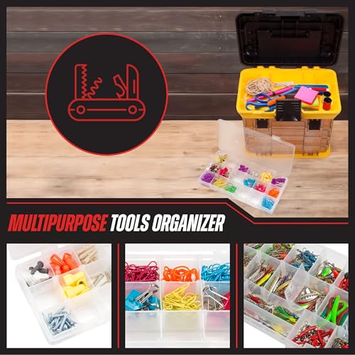 Stalwart Portable Tool Box Small Parts Organizer, Yellow - color: Yellow