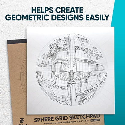 Koala Tools | Drawing Perspective (1 and 2-Point) Large Sketch Pad (5 Point) - size: 5 Point