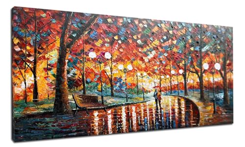 Alenoss Modern Oil Paintings on Canvas Large Wall Art 24x48 Inches Romantic Abstract Paintings Contemporary Art Colorful Artwork Wall Decor for Bathroom Living Room - color: AL-B40