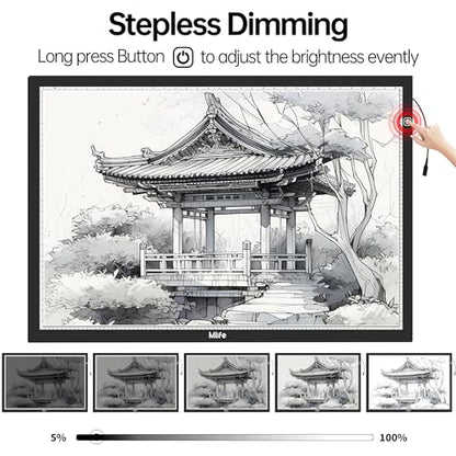 Mlife Upgrade Large A1 Light Pad for Diamond Art Painting, Stepless Dimming Drawing Copy Light Box for Tracing, AC Powered Light Board, LED Light Table for Sketching, Embroidery, Architecture - style: A1