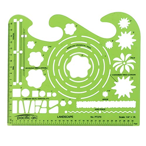 Pacific Arc Landscape Template Guide, with Trees, Shrubs, Hedges, Fences, Flagstone Walks, and Terraces - style: Landscape