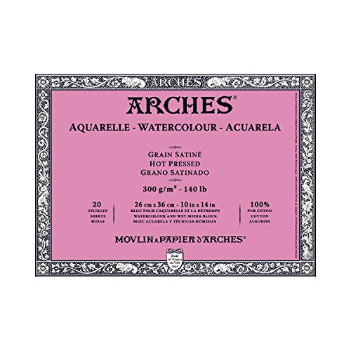 Arches Watercolor Paper Block, Hot Press, 10" x 14", 140 pound - size: 10"x14", style: Hot Press