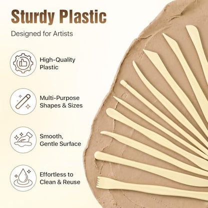 Lainballow 100 Pcs Clay Tools Kit, Plastic Pottery Tools, Clay Sculpting Tools, Double Ended Clay Carving Tools, Modeling Clay Tools Bulk for Carving Shaping Embossing for Beginners Hobbyists Artists