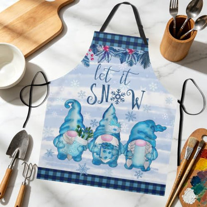 Imiss Waterproof Stain-Resistant Cooking Chef Aprons for Grill BBQ Baking 27 X 31 Inch - color: Winter Gnome