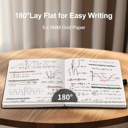 AHGXG Graph Paper Notebook, 120 GSM Paper, 160 Pages, A5 (5.7'' X 8.3'') - color: Black, style: A5-Grid-120G