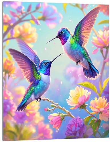 TINDAY Paint by Numbers Kit for Adults Paint by Number for Adults Beginner Hummingbird Painting by Number for Adult on Canvas Acrylic Painting Wall Decor 16x20 in - color: Hummingbird