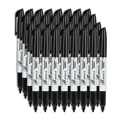 Buecs Permanent Markers, 80 Count Black Permanent Markers, Fine Point, Waterproof & Smear Proof Markers, Quick Drying, Office Supplies for School, Office, Home