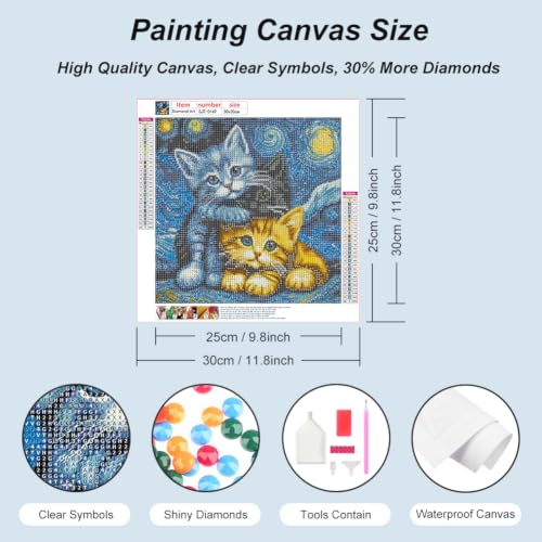 SJUTOUCI Cat Diamond Art Kit for Adults, Diamond Painting Kitten - color: Three Cats
