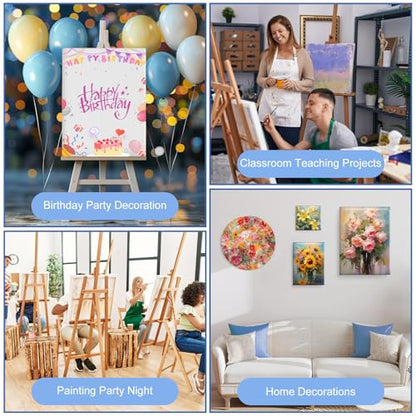 ESRICH 12 Pack Stretched Canvas for Painting, 4x4, 5x7, 8x10, 10x12, 12x16(2 of Each), Round Canvas with 8x8, 12x12(1 of Each), Blank Canvases Primed Paint Canvas for Beginners, Artists. - size: 12PCS-7sizes