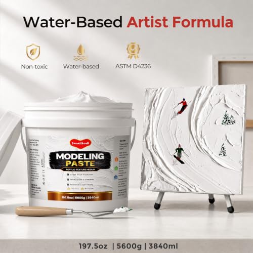 Smallbudi Large Bulk Modeling Paste 3840ml/197.5 oz, High Density Acrylic Medium for Texture Art, Structural Molding Texture Paste for Acrylic Painting, Canvas, Sculpture, Art Projects, DIY, 3D Effect - size: 3840 ml