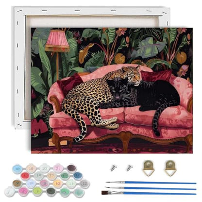 Cheetah Paint by Numbers Kit for Adults,Leopard Paint by Number With Frame - color: Leopard-MT6546