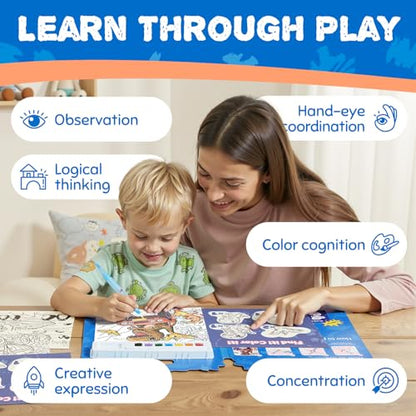 JoyCat Find & Color Paint with Water Coloring Books for Toddlers | Seek and Find Learning Activity, Dinosaur No Mess Arts & Crafts Kids Toys Ages 3-5 & 4-8, Birthday Gifts for Boys & Girls - style: Dinosaurs