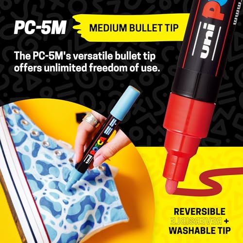 POSCA® PC-5M Paint Markers, 24 Count Medium Reversible Tip Set (1.8–2.5 mm) - size: 24 Count, style: Round Tip