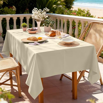Oigco Ivory Tablecloth - 3 Pack 54" × 108" Rectangle Disposable Cream Tablecloth, Beige Waterproof Plastic Table Cover for Party, Holiday & Gathering Use - color: Ivory