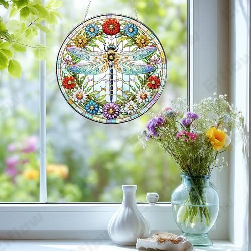 Eiflow Acrylic Diamond Art Hanging Kit for Adults, DIY Diamonds Painting Door Hanging Board Kit, Special Crystal Diamond Art Painting Pendant Ornament (Dragonfly) - color: Dragonfly