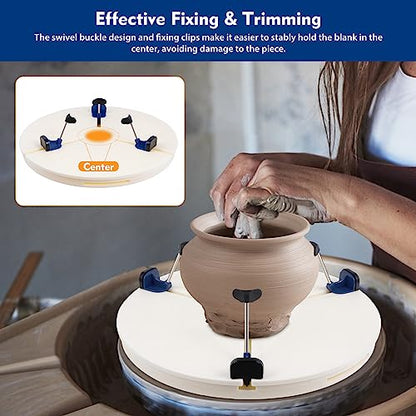 Pottery Wheel Turntable Clamp Includes Rods and Sliders, Portable Ceramic Pottery Trimming Tools Pottery Machine Turntable Clamp for Ceramic Beginners Professionals (US Stock)