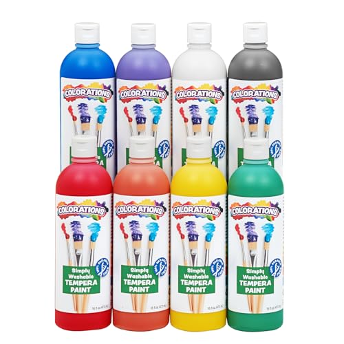 Colorations Paraben-Free Simply Washable Tempera Paint, Rainbow Plus 8-Pack - color: Assorted, 8 Colors
