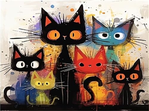 Hestarcul Cat Paint by Numbers Kits for Adults,Easy Adult Painting by Number on Canvas for Beginner, DIY Watercolor Painting for Gift Home Decor Relax. (cat) - color: cat