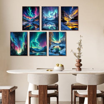 6 Pack Paint by Numbers Kit for Adults Without Frame 10x14 Inch, Aurora - color: LKOP6P-5