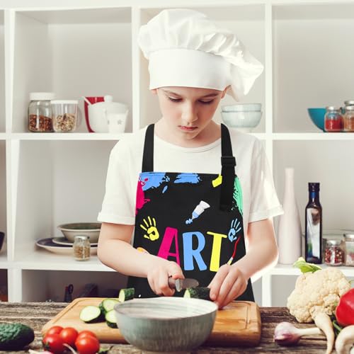 Artist Apron for Kids, Waterproof Painting Apron with Pocket | Artist Costume for Kids, Artist Painter Lover Gifts for Boys and Girls Art Student, Artist, Painter, Black, ART