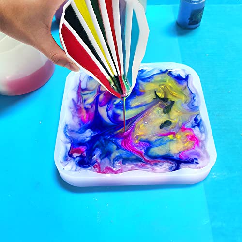 6 Pcs Silicone Split Cups, FineGood 2/7 Split Cups for Paint Pouring Reusable Resin Mixing Cups, Dividers Cup for DIY Paint Acrylic Resin Pouring