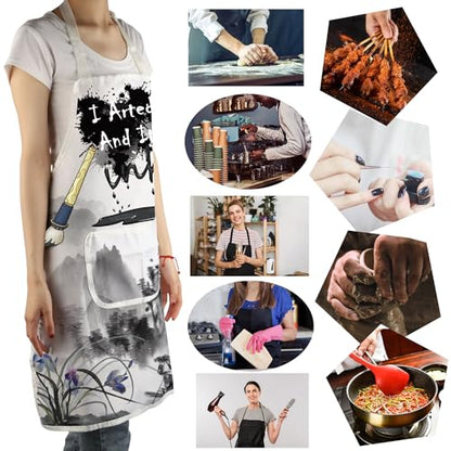 MBMSO Painting Artist Apron with Pockets Artist Painter Gifts Art Lover Gift for Art Teacher Student Painter Apron Waterproof - color: Inks Apron-w