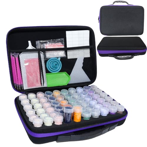 LEIYULY 60 Slots Diamond Art Storage Kit, Diamond Art Tools Accessories - color: Black - Medium-60 Slots