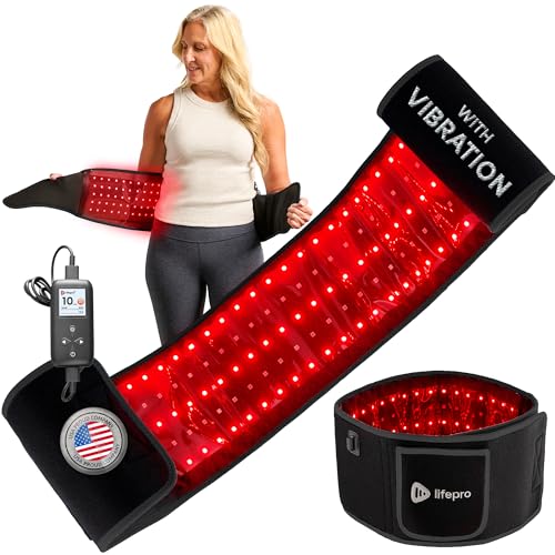 Lifepro Allevared Pro Red Light Therapy Belt with Pulse Modes & Vibration | 105 triple Chip LED - 660nm & 850nm Near Infrared Red light therapy for Body - For Daily Wellness Support