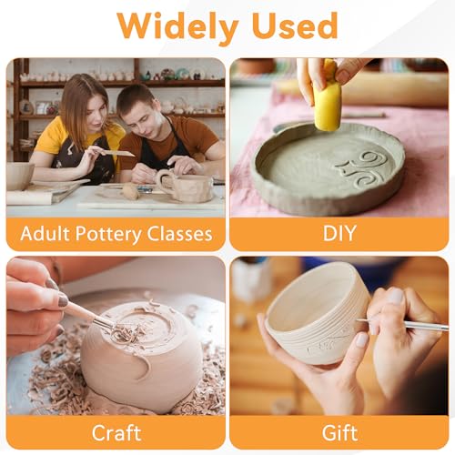 Pletpet 20Pcs Pottery Tools Kit for Adults, with 1 Wooden Rolling Pin, 10 Pottery Rolling Mud Sticks, 8 Clay Sculpting Tools and 1 Premium Linen for Ceramic, Polymer Clay & Beginners