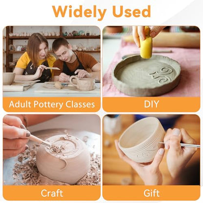 Pletpet 20Pcs Pottery Tools Kit for Adults, with 1 Wooden Rolling Pin, 10 Pottery Rolling Mud Sticks, 8 Clay Sculpting Tools and 1 Premium Linen for Ceramic, Polymer Clay & Beginners
