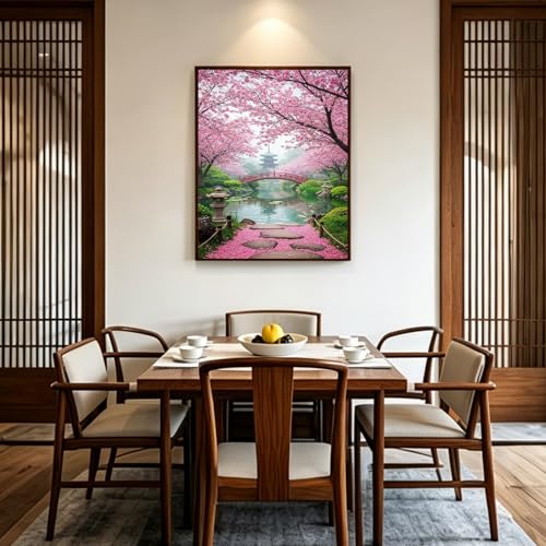 PHANTASYART Cherry Blossom Paint by Numbers Kit for Adults 16x20inch - color: Cherry Blossom Scenery, size: 16x20inch