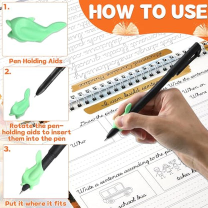 gisgfim Grooved Cursive Handwriting Workbook Magic Reusable Grooved Cursive Handwriting Practice Guided Tracing with Disappearing Ink Pens for Beginners Kids Learning Activities Supplies (Sentence) - style: Sentence
