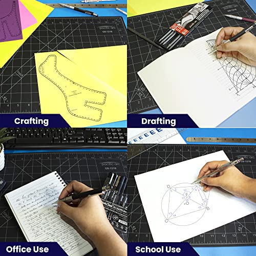 Pacific Arc Double Sided Self Healing Cutting Mat - Thick and Durable Vinyl Rotary Cutting Mat for Sewing & Scrapbook Paper Cutting Mat (12"x18") - size: 12"X18"